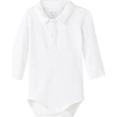 Organic Fabric Shapewear & Under Garments Name It L/S Polo Romper - Bright White (13196550)
