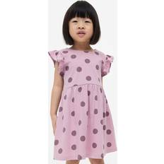 Polka Dots Dresses H&M Cotton Jersey Dress - Mauve/Spotted