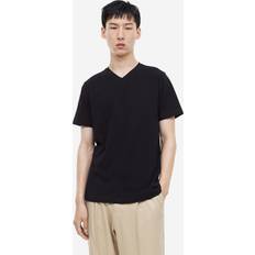 H&M Men Black Slim Fit V-neck T-shirt