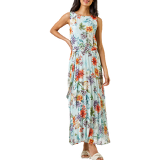 Florals - Pleats Dresses Roman Floral Print Pleated Maxi Dress - Sage