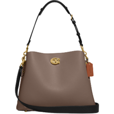 Coach Willow Shoulder Bag In Colorblock - Brass/Dark Stone