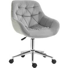 Vinsetto Velvet Home Grey Office Chair 90cm