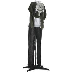 OutSunny Life Size Creepy Halloween Decorations Hanging Talking Skeleton Ghost, Animated Prop Animatronic Decor with Motion Activated, Laughter