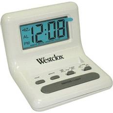 Westclox 47539 .8'' white lcd alarm clock with light on demand