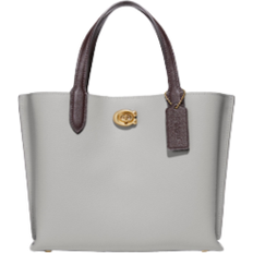 Coach Willow Tote 24 In Colorblock With Signature Canvas Interior - Brass/Dove Grey Multi