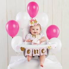 Kate Aspen Gold Glitter 1st Birthday Decor Baby Birthday Decorations Set, Banner,00233NA, Gold/Pink/White