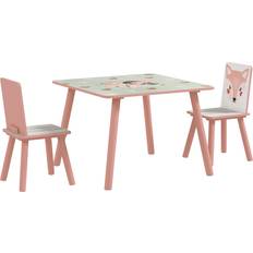 Pink Furniture Set Kid's Room ZONEKIZ Kids Table & Chairs Set 3pcs