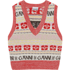 Women - Wool Vests Ganni Logo Mix Vest - Multicolor