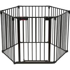 Costway 6 Panel Wall-mount Adjustable Baby Safe Metal Fence Barrier-Black