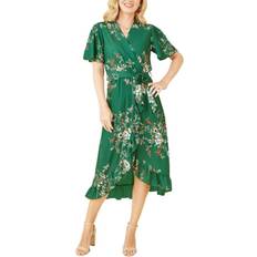 Mela London Floral Print Wrap Midi Dress - Green