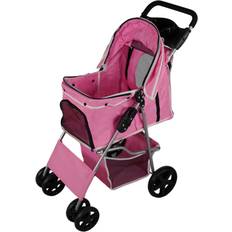 MonsterShop Stroller Pushchair Pink Carrier Foldable Trolley Travel Cart 15kg