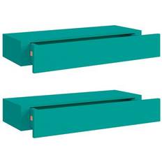 vidaXL 330268 Blue Wall Shelf 60cm 2pcs