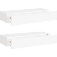 vidaXL 330256 White Wall Shelf 60cm 2pcs