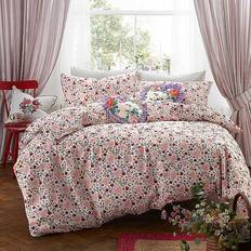 Pink Bed Set Kid's Room Cath Kidston Floral Heart Frill 100% Cotton Cover Set