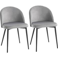 Homcom Modern Contemporary Gray Kitchen Chair 77cm 2pcs