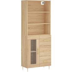 vidaXL Highboard ‎1 Glass Door 3 Drawers Sonoma Oak Sideboard 69.5x180cm