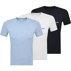 HUGO BOSS Men - White Clothing HUGO BOSS Logo Underwear T-shirts 3-pack - White/Dark Blue