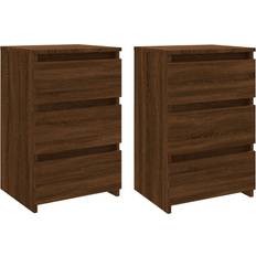 vidaXL Engineered Wood Brown Oak Bedside Table 35x40cm 2pcs