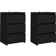 vidaXL Engineered Wood Black Bedside Table 35x40cm 2pcs