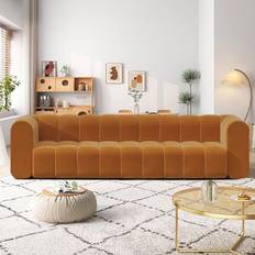 Homary Modern Caramel Sofa 223cm 3 Seater