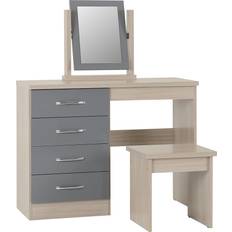 SECONIQUE Nevada Grey Gloss/Light Oak Dressing Table 40.5x100cm 3pcs