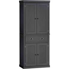 Doors Storage Cabinets Homcom Freestanding Kitchen Black Storage Cabinet 76.2x183cm