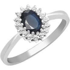 Jewelco London Classic Royal Cluster Ring - White Gold/Sapphire/Diamonds