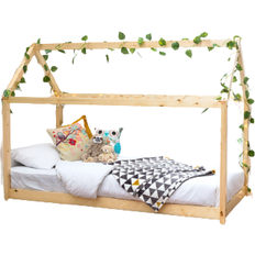 Treehouse House Style Wooden Pine Kids Bed Frame 38.6x77.2"