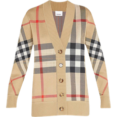 Burberry M Cardigans Burberry Check Wool Blend Cardigan - Beige