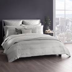 Donna Karan Silky Stripe Kingsize Platinum Duvet Cover Grey