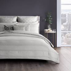 Donna Karan Silky Stripe Double Duvet Cover Grey