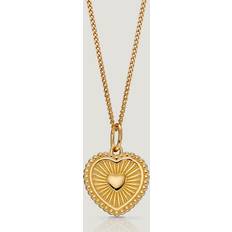 John Greed Yellow Gold Plated Sunray Texture Heart Pendant P4970