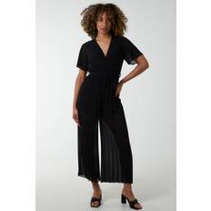 Pleats Jumpsuits & Overalls Blue Vanilla Pleated Wrapover Jumpsuit Black