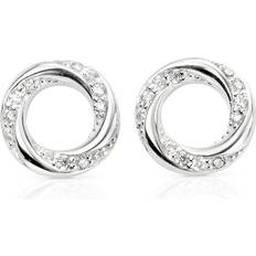 John Greed Signature Silver CZ Swirl Earrings