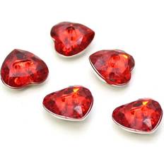 Buttons Hemline Red Crystal Heart Shaped Buttons 5 Pack