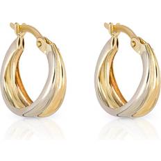 Elements Gold Double Row Hoop Yellow and White Gold Earrings GE2410