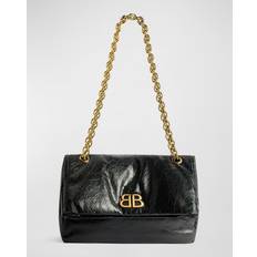 Balenciaga Womens Black Monaco Leather Shoulder bag