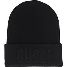 Gucci Headgear Gucci Logo wool beanie black