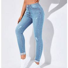 Shein Trousers & Shorts Shein Ripped Roll Up Hem Skinny Jeans