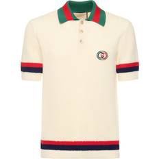 Gucci Web Stripe cotton polo sweater beige