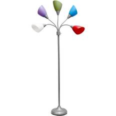 All the Rages Simple 5 Light Adjustable Gooseneck Primary Floor Lamp