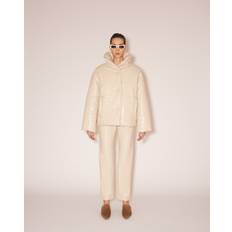 Nanushka Off-White Hide Vegan Leather Jacket CREME