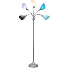 All the Rages Simple 67in Contemporary Multi Head Medusa 5 Light Adjustable Gooseneck Silver Floor Lamp