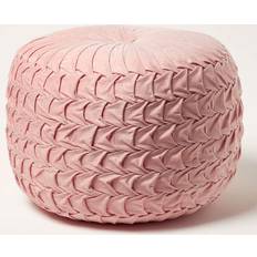 Polyester Poufs Homescapes Pink Grace Pleated Pouffe