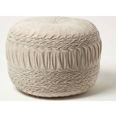 Polyester Poufs Homescapes Sofia Pleated Pouffe