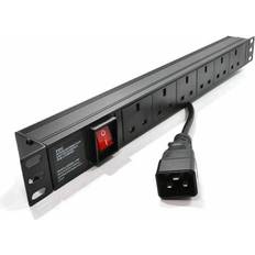 Kenable Power Distribution Unit 6 Way UK Plug 19 Horizontal PDU to C20 Plug