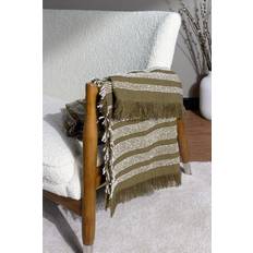 Hoem Jour Bouclé Yarn Fringed Blankets Green