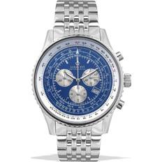 Louis XVI Louis XVI Men's-Watch Artagnan l'acier l'argent bleu Swiss Made Chronograph Analog Silver 581