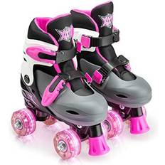 Aggressive Inlines & Roller Skates Xootz Roller Skates, Kids Adjustable Quad Skates for Beginners, with Light Up LED Wheels, Multiple Colours and Sizes, Ages