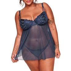 Blue - Women Negligées Adore Me Ismelka Women's Plus-Size Unlined Babydoll Lingerie Dark blue